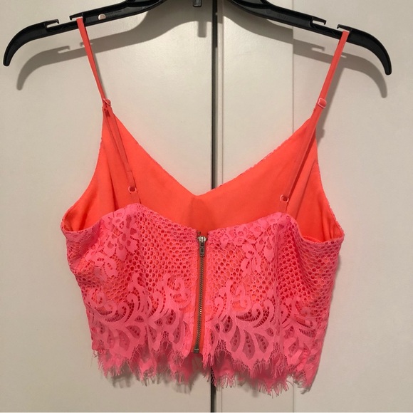 Lush 2 PC Set Coral-Pink Lace Crop Top and Skirt (New)-Size S/M - Picture 4 of 14